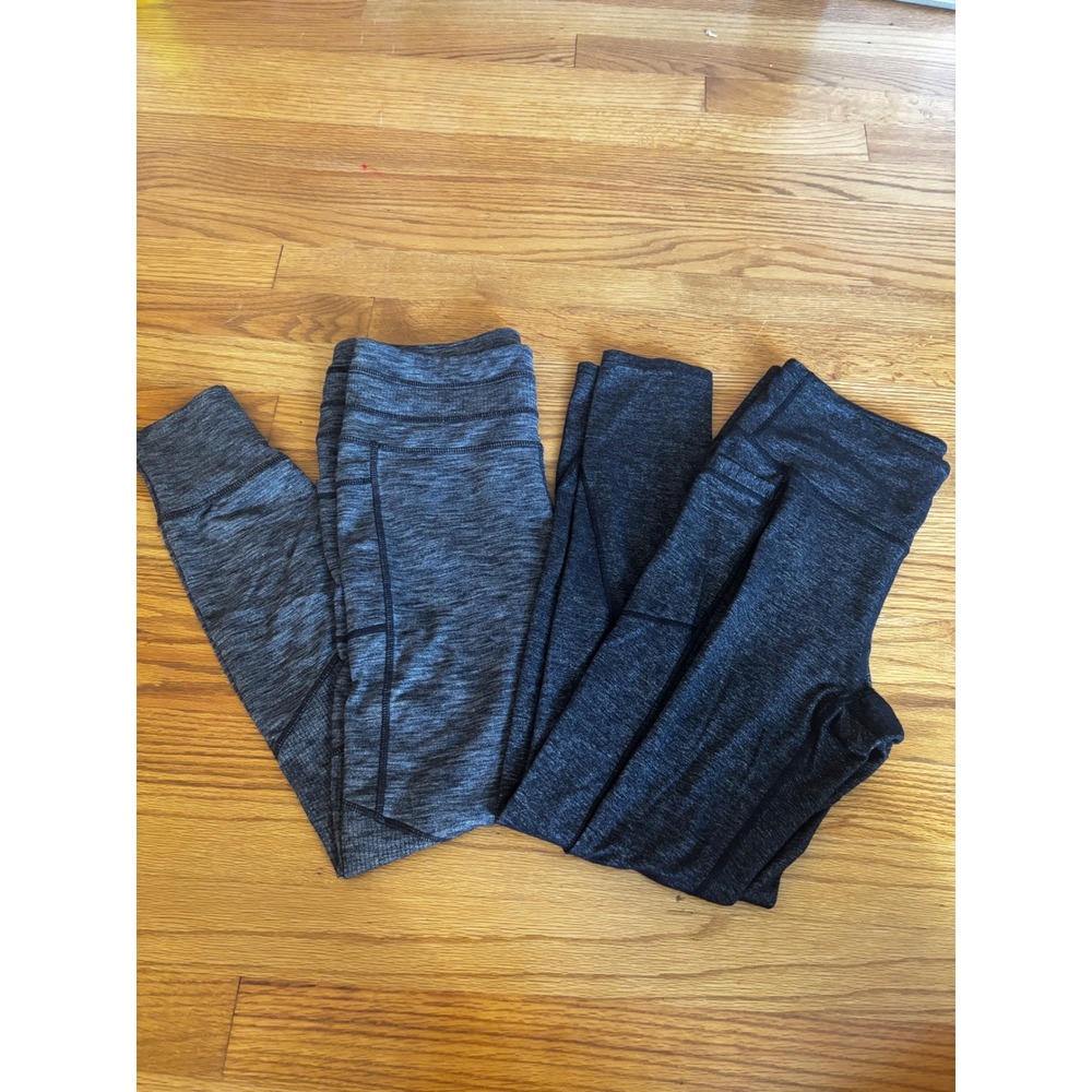 Athleta Womens Gray Space Dye High Rise Leggings Bundle 2 Pairs Size M Pockets